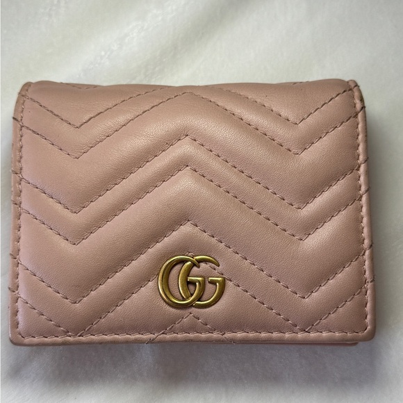Gucci Handbags - Gucci GG Marmont Pink Quilted Leather Bifold Wallet/ Card Case